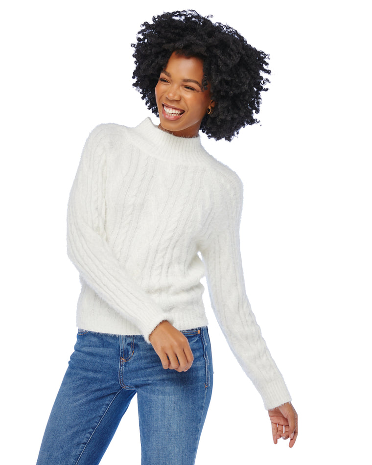 Cream $|& Apricot Eyelash Cable Knit Sweater - SOF Front