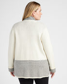 Ivory/Blk $|& Skies Are Blue Colorblock Drape Sweater Cardigan - SOF Back