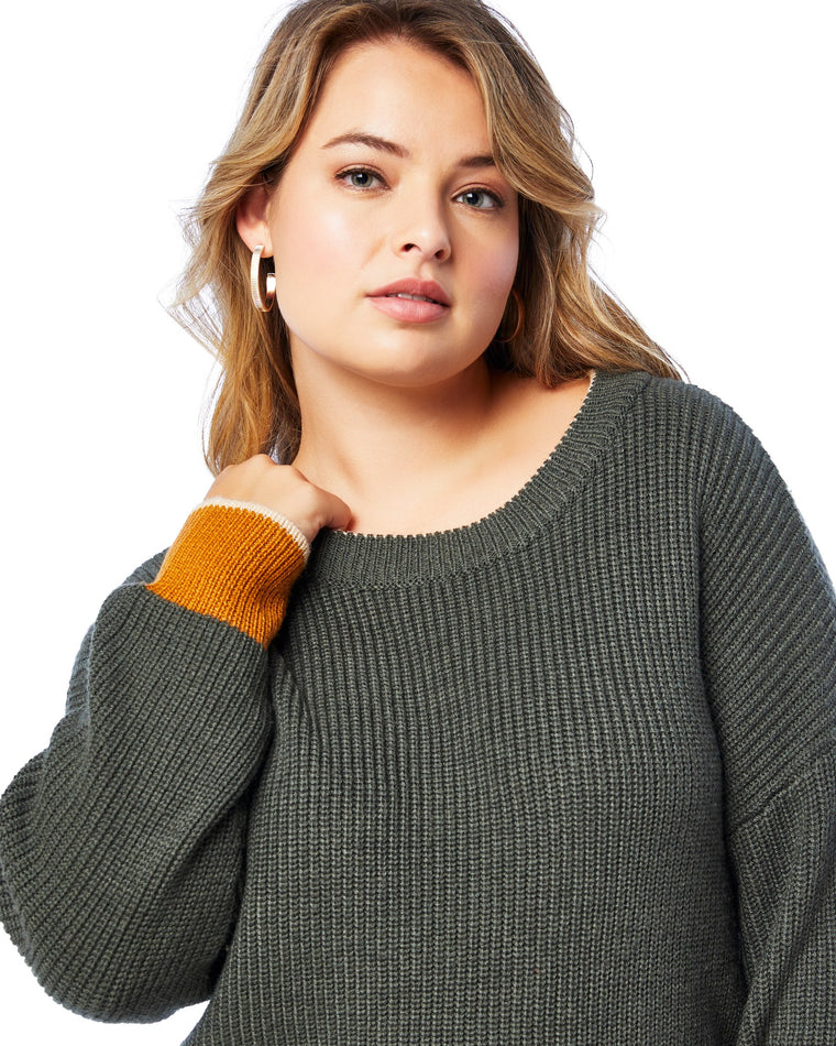 Olive/Mustard $|& Skies Are Blue Colorblock Sweater - SOF Detail