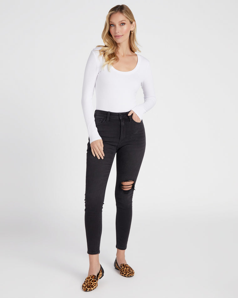 Black $|& Ceros Jeans High Rise Distressed Skinny - SOF Full Front