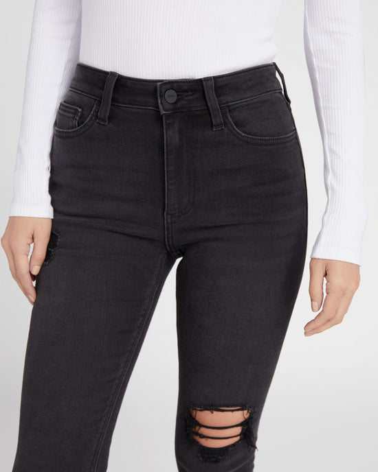 Black $|& Ceros Jeans High Rise Distressed Skinny - SOF Detail