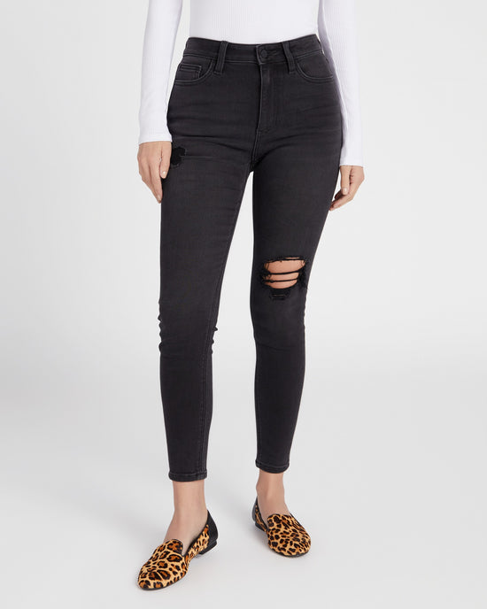 Black $|& Ceros Jeans High Rise Distressed Skinny - SOF Front