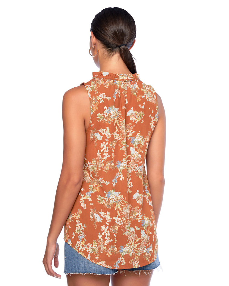 Crml Flrl $|& West Kei Sleeveless Floral Woven Top with Neck Tie - SOF Back