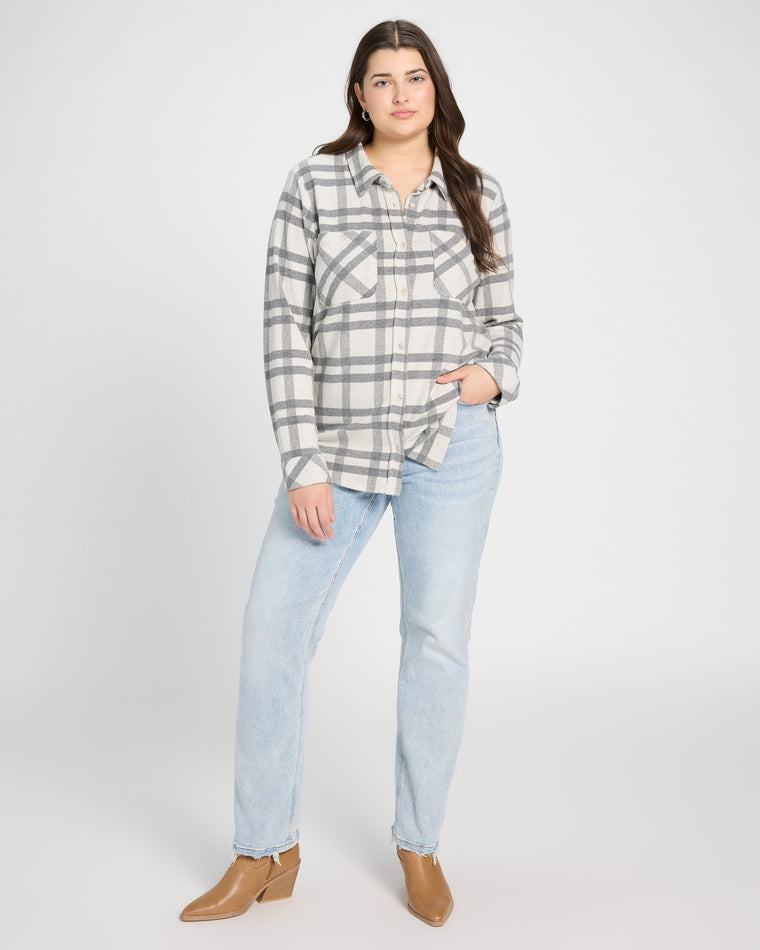 Grey/Ivory Plaid $|& Thread & Supply Lewis Plaid Shirt - UGC On Fig