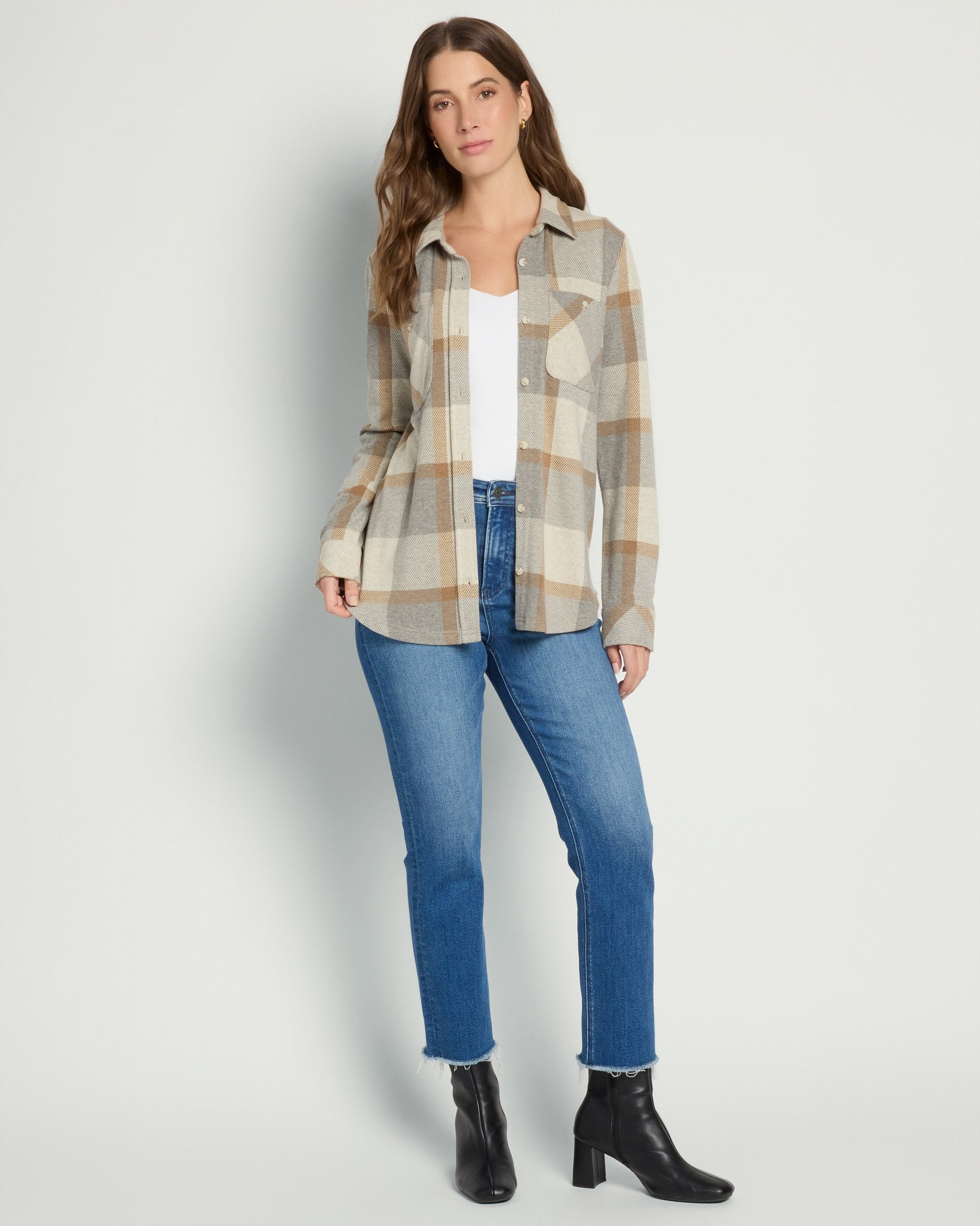 Grey Brown $|& Thread & Supply Lewis Plaid Shirt - UGC On Fig