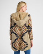 Oatmeal $|& Woven Heart Tribal Fleece Lined Hooded Cardigan - SOF Back