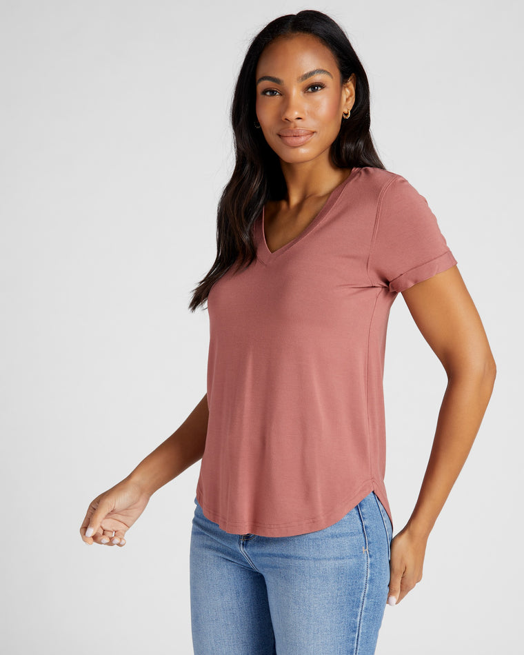 Mahogany $|& Thread & Supply Lanelle Tee - SOF Front