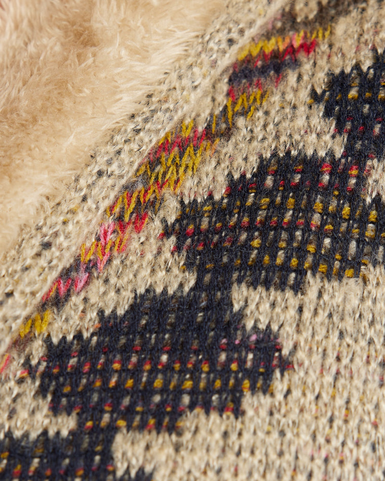 Oatmeal $|& Woven Heart Tribal Fleece Lined Hooded Cardigan - SOF Detail