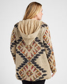 Oatmeal $|& Woven Heart Tribal Fleece Lined Hooded Cardigan - SOF Back