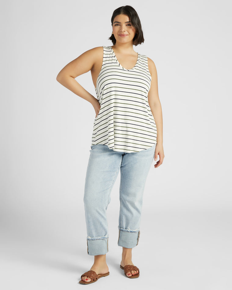 Natural/Nymph/Indin $|& 78&Sunny Surfside Stripe Scoop Tank - SOF Full Front