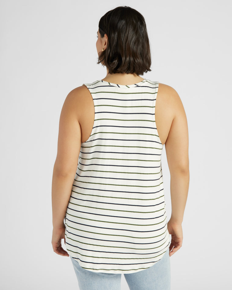 Natural/Nymph/Indin $|& 78&Sunny Surfside Stripe Scoop Tank - SOF Back