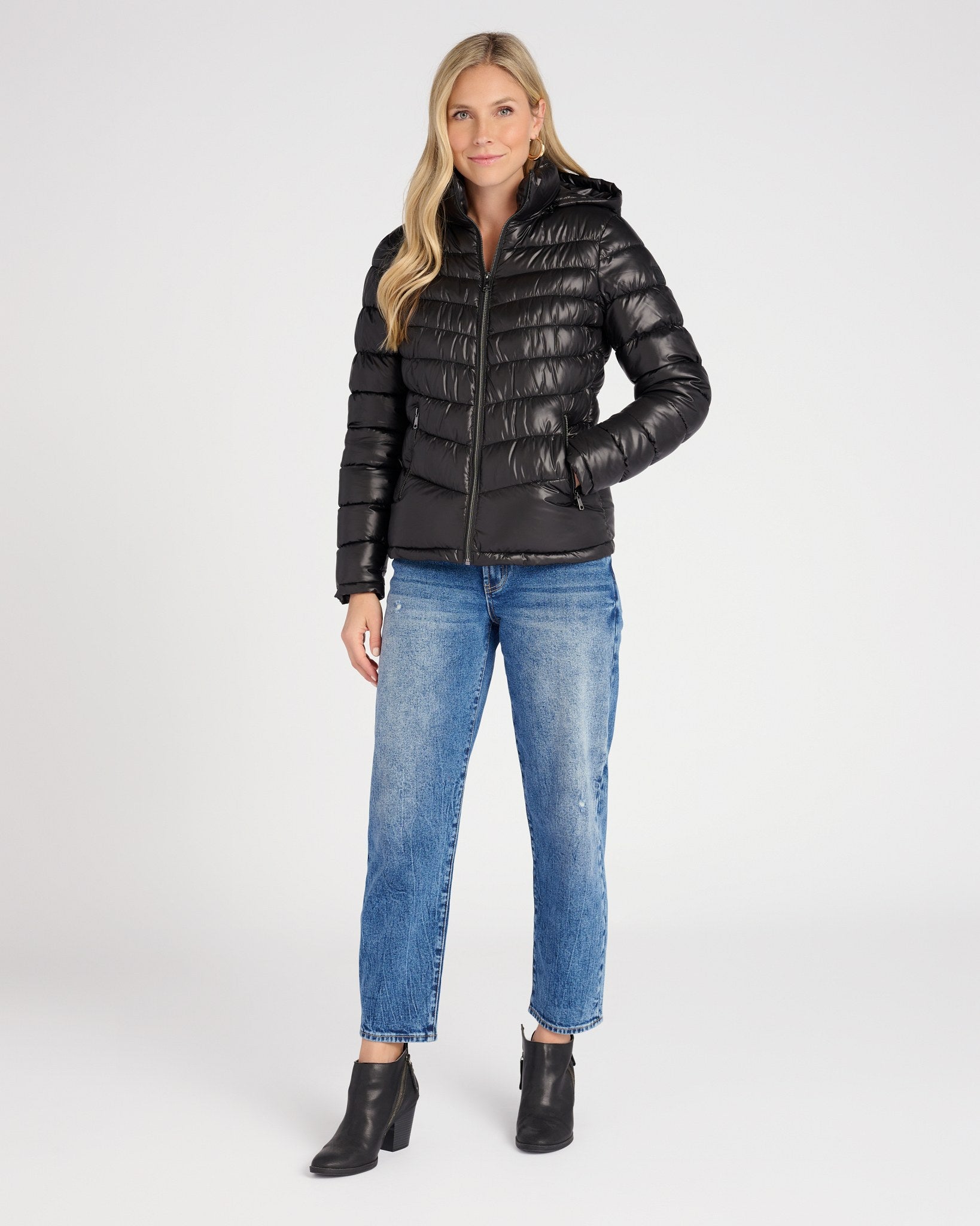 Kenneth cole black puffer on sale jacket