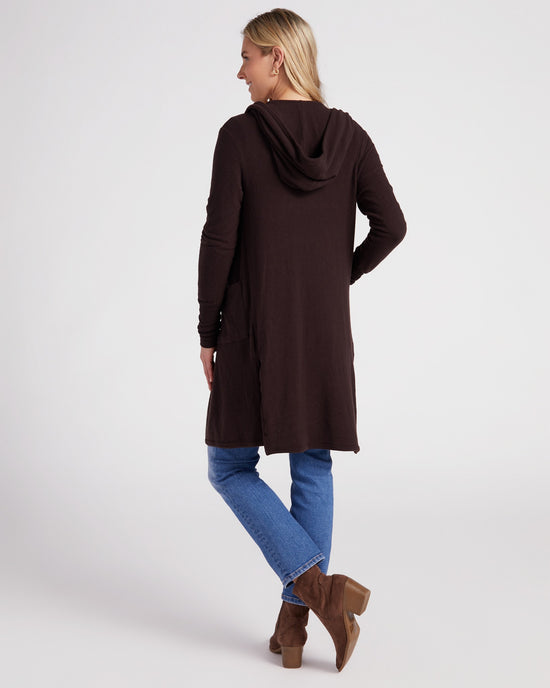 Dark Brown $|& Theo & Spence/W. by Wantable Solid Yummy Hoodie Cardigan - SOF Back