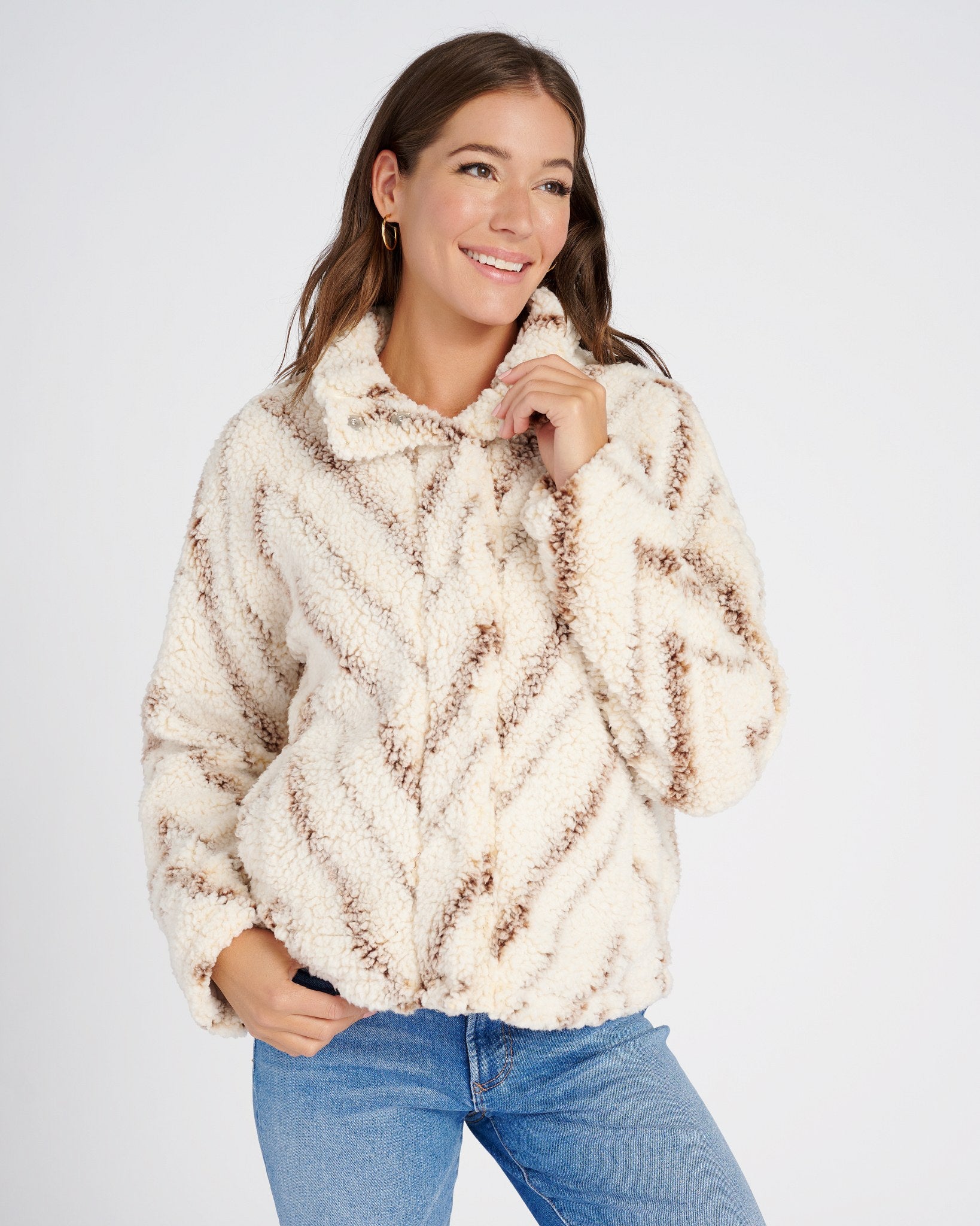 Ivory Neutral Chevron $|& Thread & Supply One Track Mind Jacket - SOF Front