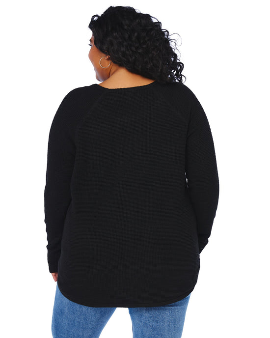 Black $|& Theo & Spence Thumbhole Pullover Sweater - SOF Back