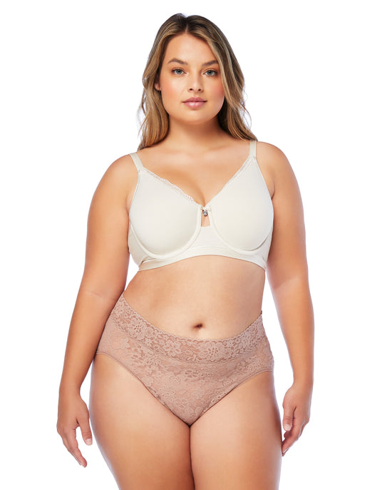Natural $|& Curvy Couture Cotton Luxe Unlined Underwire Bra - SOF Front