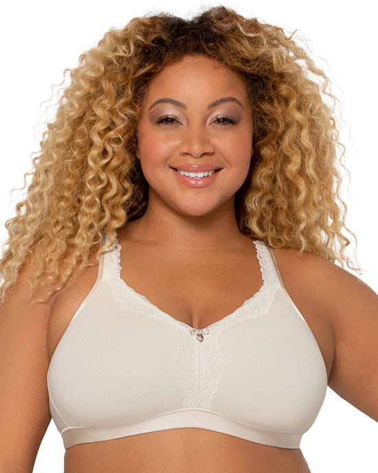 Natural $|& Curvy Couture Cotton Luxe Unlined Underwire Bra - VOF Front