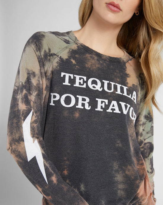 Tie Dye $|& Recycled Karma Tequila Por Favor Long Sleeve Graphic - SOF Detail