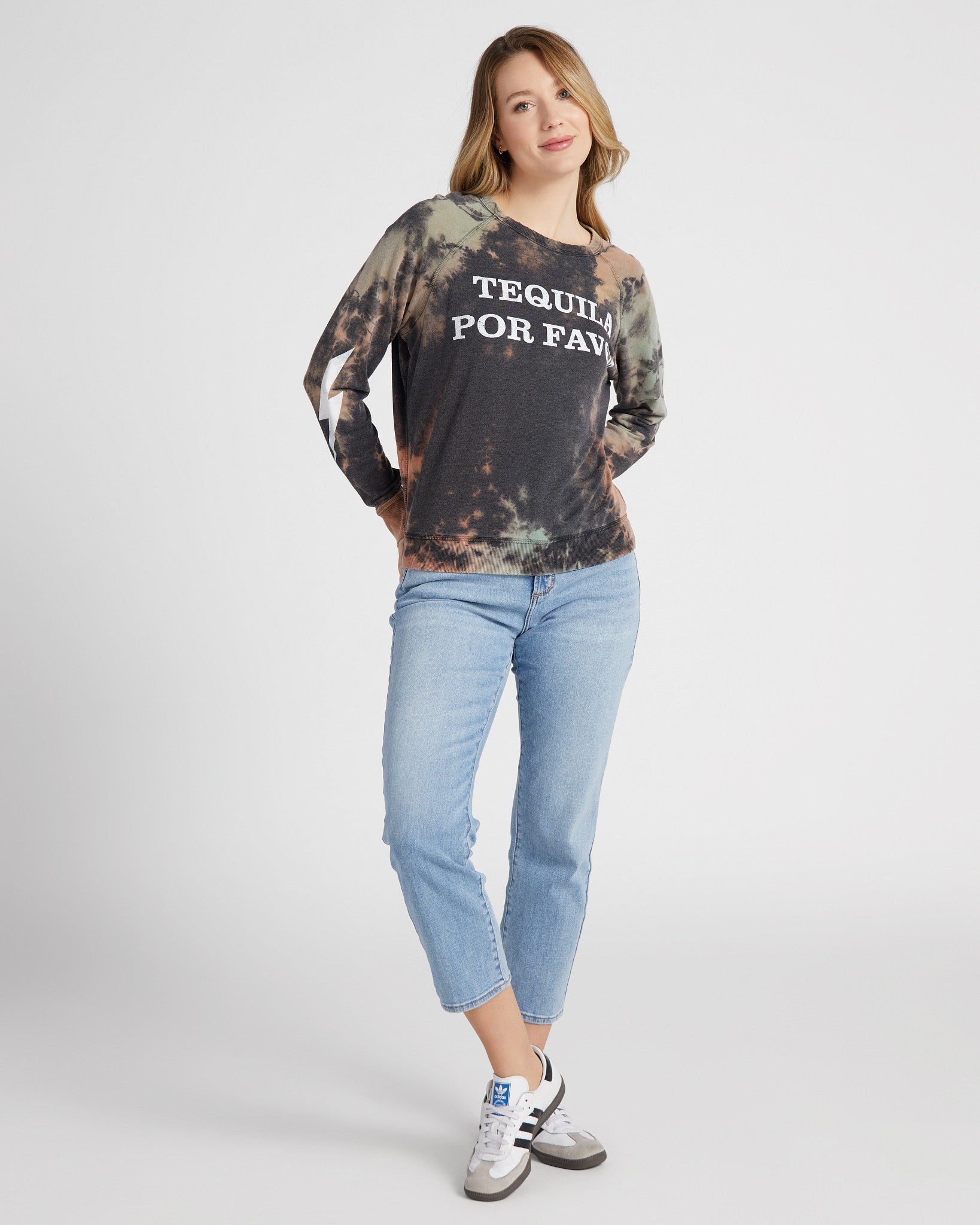 Tie Dye $|& Recycled Karma Tequila Por Favor Long Sleeve Graphic - SOF Full Front