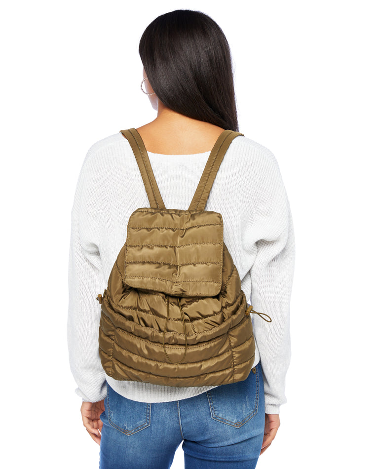 Olive $|& Street Level Puffy Quilted Backpack - SOF Detail