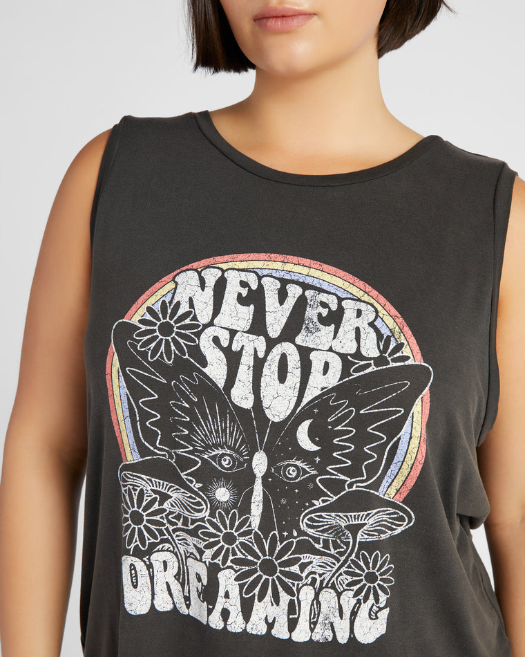 Charcoal $|& Polagram Never Stop Dreaming Graphic Tank - SOF Detail