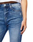 Dark Blue $|& Ceros Jeans High Rise Distressed Ankle Skinny - SOF Detail