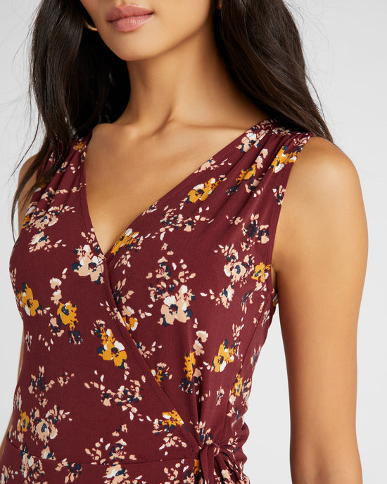 Red/Yellow $|& West Kei Floral Knit Sleeveless Wrap Top - SOF Detail