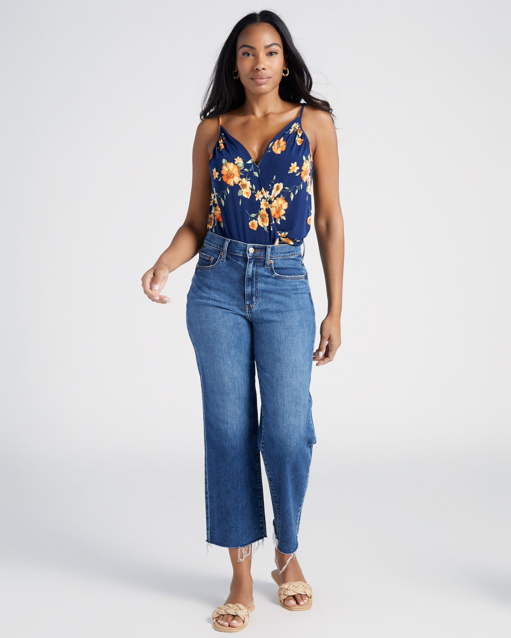 Navy/Orange $|& West Kei Floral Knit Cami - SOF Full Front