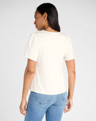 White $|& Skies Are Blue Embroidered Short Sleeve Top - SOF Back