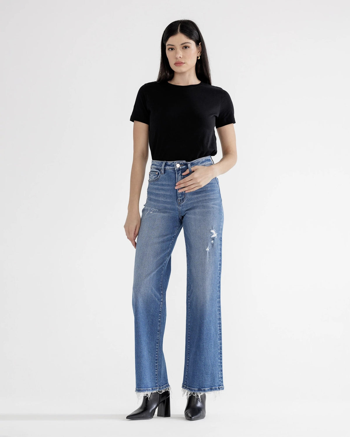 Devaux $|& Mica Denim Super High Rise Wide Leg Jeans - VOF Detail