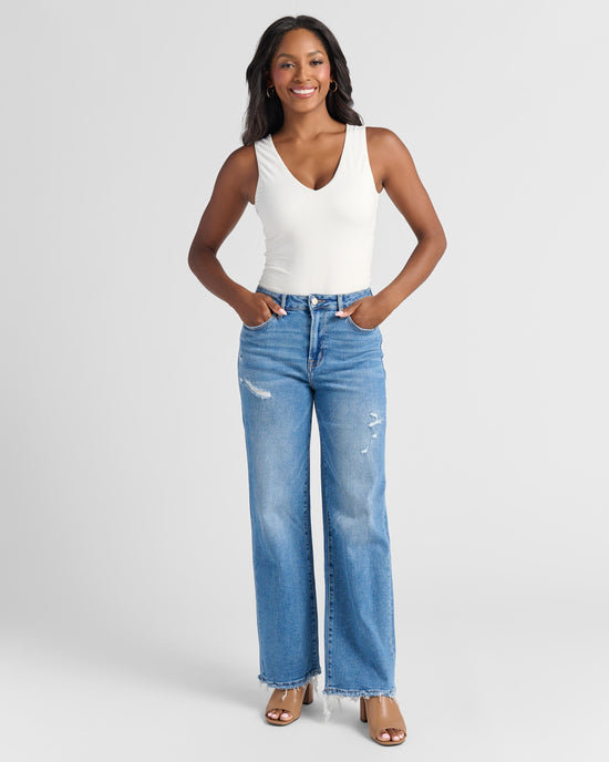 Devaux $|& Mica Denim Super High Rise Wide Leg Jeans - SOF Full Front