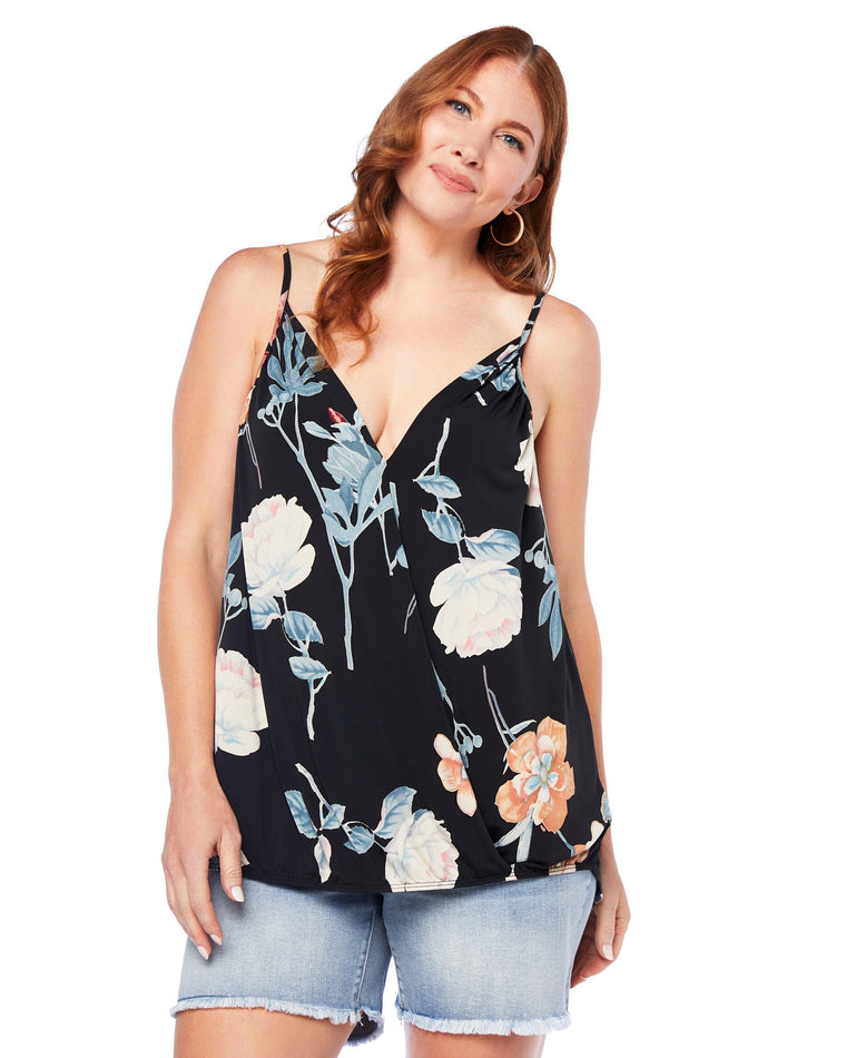 Blk/Sage/Ivory $|& West Kei Floral Knit Cami - SOF Front