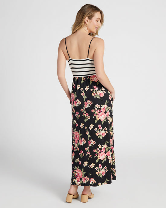 Black $|& Vanilla Bay Floral and Stripe Maxi Dress - SOF Back