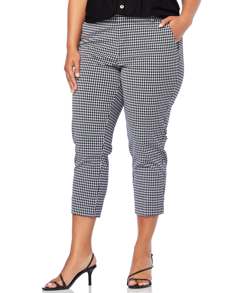 Navy/White Gingham $|& Liverpool Kelsey Knit Crop - SOF Front