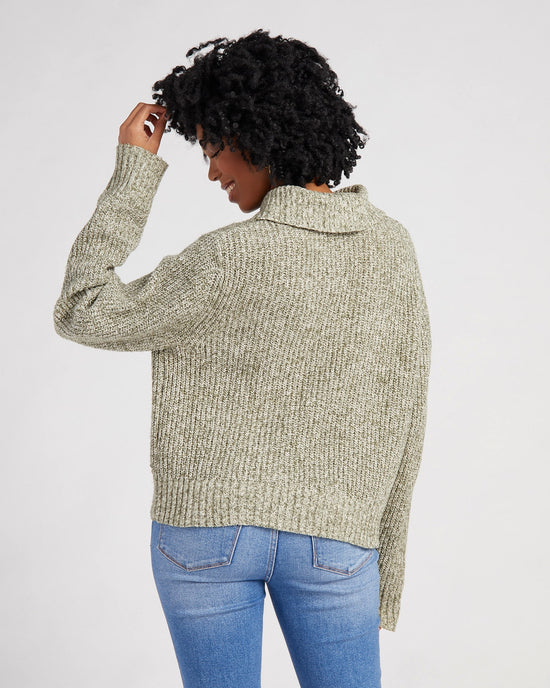 Dusty Olive $|& The Normal Brand Dani Quarter Zip Sweater - SOF Back