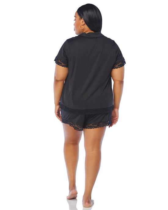 Black $|& Bobeau Brushed DTY Solid Shirt & Short Set - SOF Back