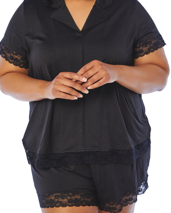 Black $|& Bobeau Brushed DTY Solid Shirt & Short Set - SOF Detail