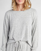 Heather Grey $|& Bobeau Cozy Pullover and Short Set - SOF Detail