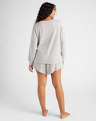 Heather Grey $|& Bobeau Cozy Pullover and Short Set - SOF Back