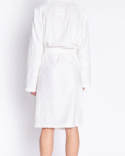 Ivory $|& PJ Salvage Cable Knit Robe - VOF Back