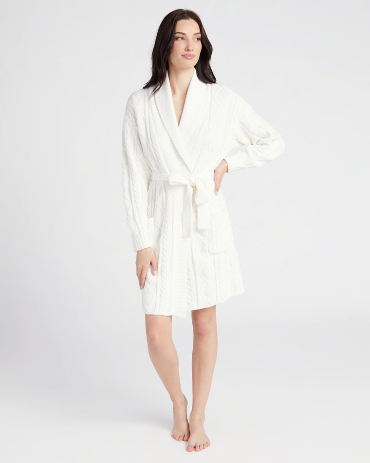 Ivory $|& PJ Salvage Cable Knit Robe - SOF Full Front
