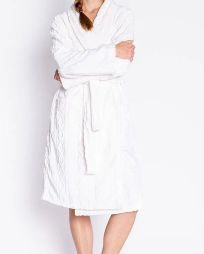 Ivory $|& PJ Salvage Cable Knit Robe - VOF Front