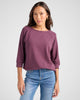 3/4 Sleeve Plush Crew Neck Pullover Tunic