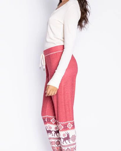 Red $|& PJ Salvage Family Fairisle Jam Pant - VOF Side