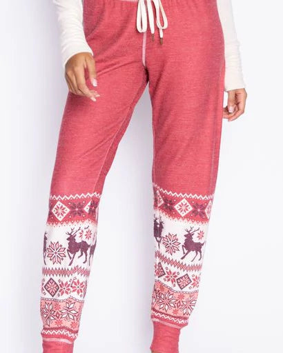 Red $|& PJ Salvage Family Fairisle Jam Pant - VOF Front