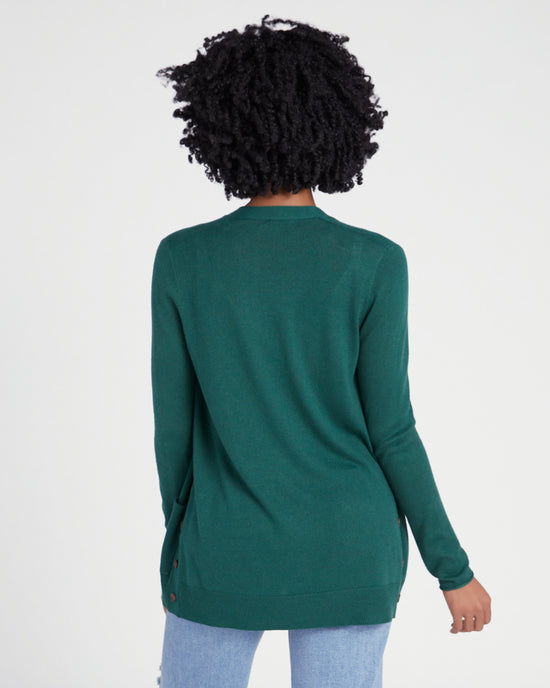 Forest $|& Staccato Open Front Cardigan with Button Detail - SOF Back