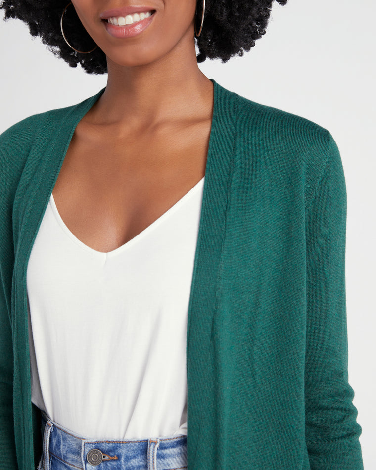 Forest $|& Staccato Open Front Cardigan with Button Detail - SOF Detail
