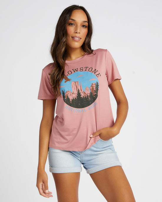 Mauve $|& Polagram Yellowstone National Park Graphic Tee - SOF Front