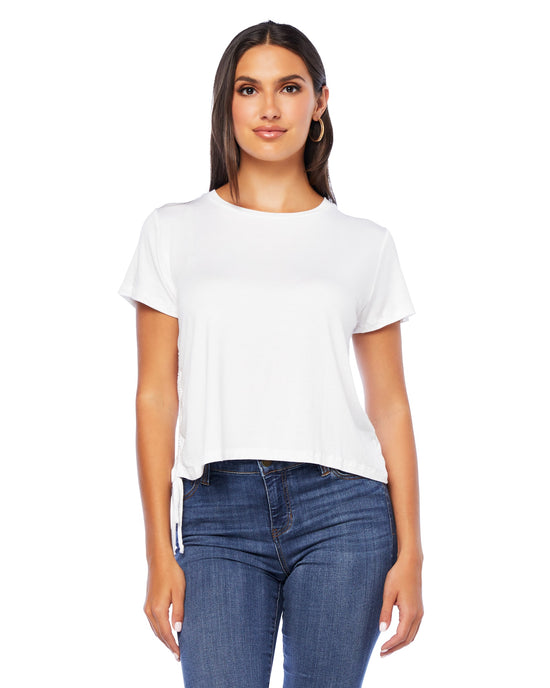 White $|& 78 & Sunny Garden Grove Side Tie Short Sleeve Top - SOF Front