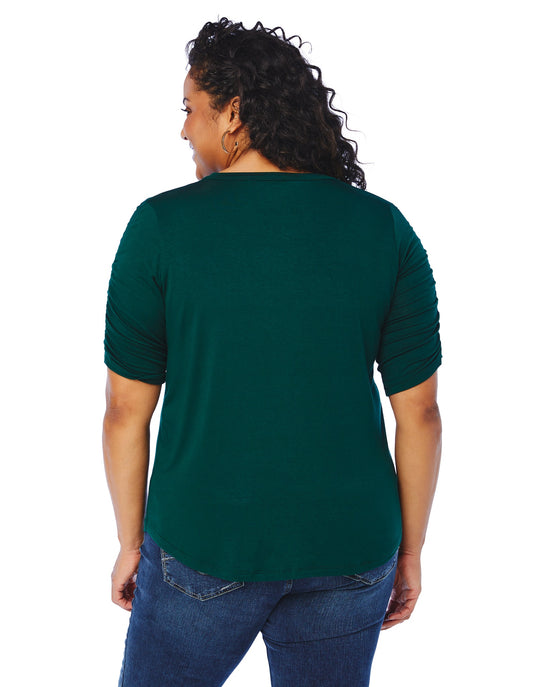 Hunter Green $|& 78 & Sunny Surfrider Ruched Sleeved Tee - SOF Back